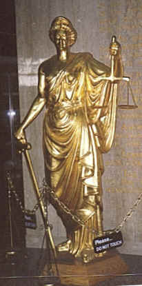 Gold plated Lady of Justice of statue